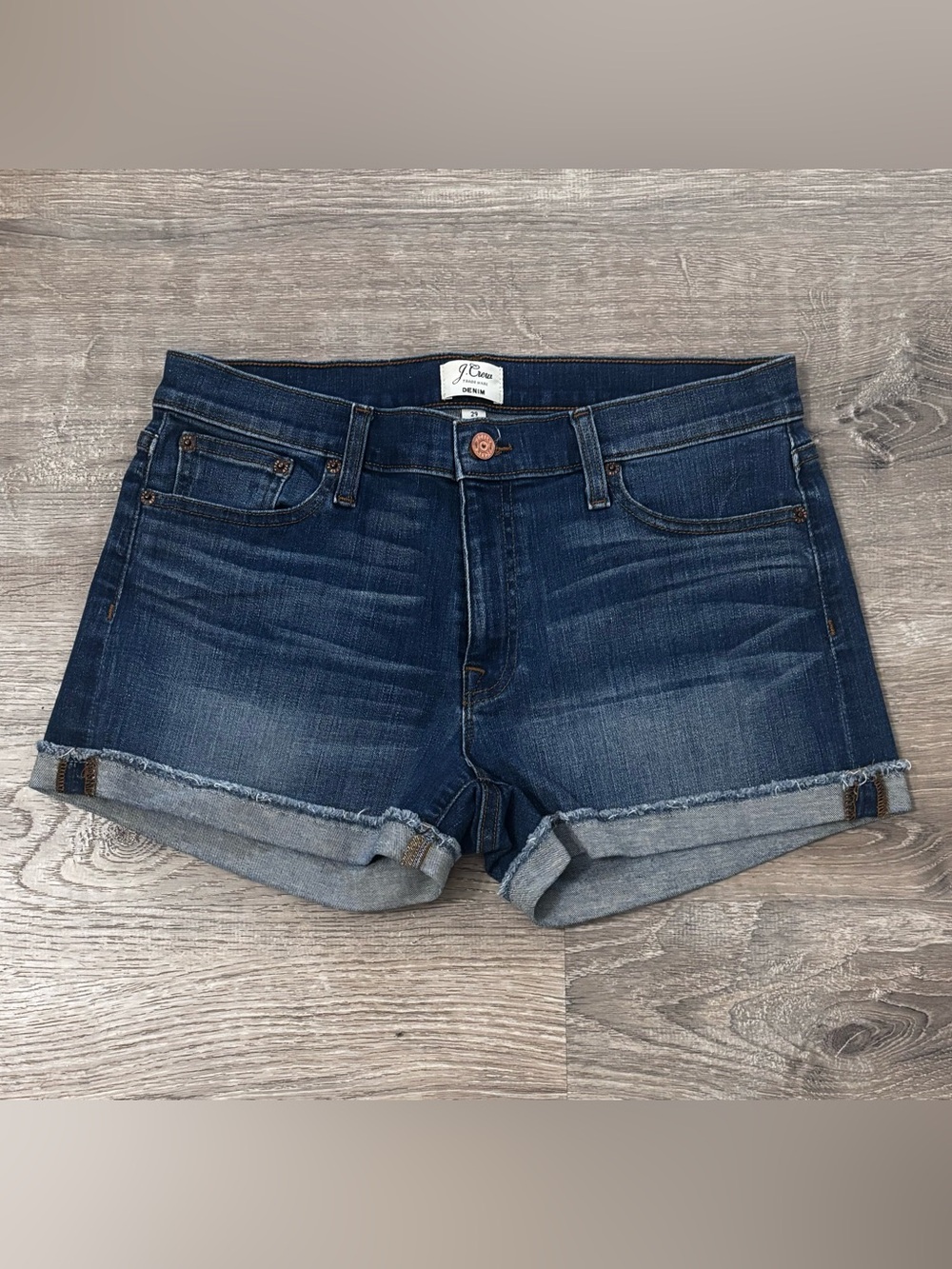 J. Crew Dark Indigo Rolled Hem Denim Shorts Size 29